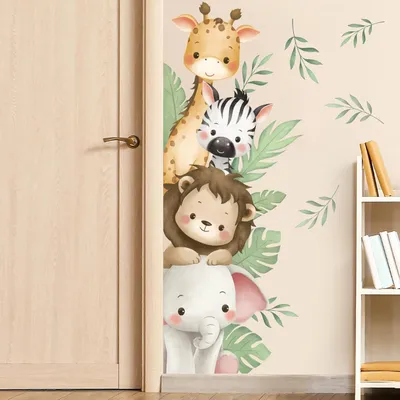 Obrázek produktu pro Samolepky na zeď, 3 kusy, zvířata z džungle, vinyl, vhodné do dětského pokoje