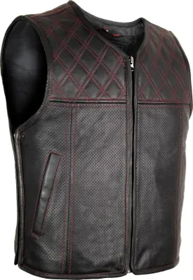 Produktbild von Herren Biker Hunter Stepp Lederkutte Lederweste Motorrad Custom Kutte Perforiert(3XL)