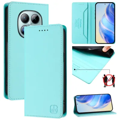 Produktbild von Lederhülle für Xiaomi Redmi Note 15 Pro+ Hülle Flip Brieftasche Kartenfächern Ständer Schutzhülle Türkis