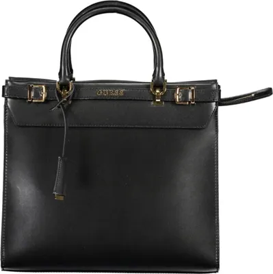 Produktbild von Elegante schwarze Handtasche mit verstellbarem Gurt und Schutzfüßchen