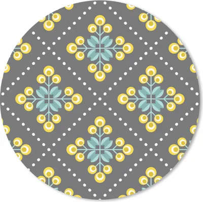 Produktbild von MuchoWow® Mauspad Mousepad Design - Kariert - Blumen - Grau 20x20 cm - Mousepads - Maus Mat - Pad - Mausunterlage - Schreibtischmatte