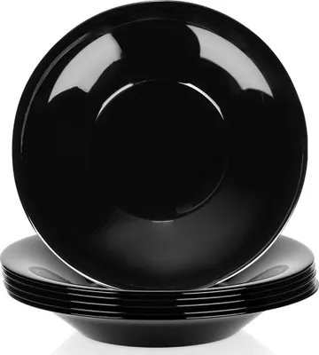 Immagine prodotto di Piatti fondi in vetro, nero, 21,5 cm, 400 ml, set da 6