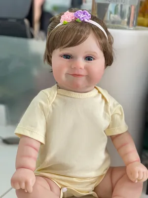 Image de poupée bébé Reborn en silicone vinyle de 50 cm, cheveux noués à la main, poupée 100 % peinte à la main, peau en 3D avec veines apparentes