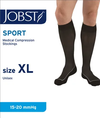 Produktbild von JOBST Sport Laufstrümpfe - Sportkompression für Damen und Herren - hilft, die Durchblutung zu verbessern - weich, leicht und atmungsaktiv, Cool Black