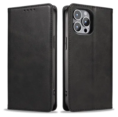 Produktbild von Handyhülle für Apple iPhone 13 Pro Max Kunstleder Flip Cover Hülle Klapphülle Case Kartenfach Farbe: Schwarz