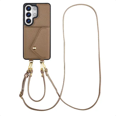 Zdjęcie produktu dla Selencia Sera Etui na telefon z sznurkiem i kopertą na karty do Samsung Galaxy S26 Ultra – kolor taupe