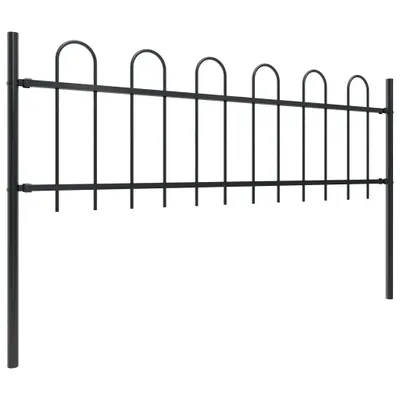 Image de vidaXL Clôture de jardin avec design d'arceau Acier 5,1 x 0,6 m Noir