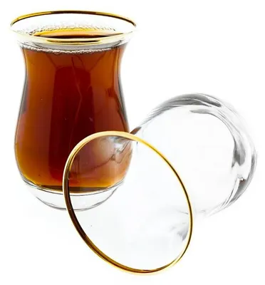 Produktbild von 3 Teiliges Teegläser Set transparent mit Goldumrandung 175 ml aus Glas