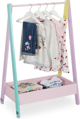 Immagine prodotto di Appendiabiti per bambini - Armadio per cameretta - Modello a scomparti - 99 x 64,5 x 42 cm - Appendiabiti per bambini - Colorato