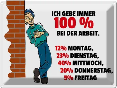 Produktbild von vianmo Blechschild 30x40 cm Gebe immer 100% bei der Arbeit Spruch Zitat