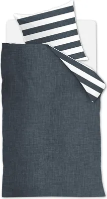 Produktbild von Rivièra Maison Bettwäsche-Ganitur  Lindy Lines Farbe Marineblau Größe 135x200+80x80