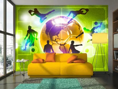 Produktbild von Vlies Fototapete Fussball 350x256 cm Tapeten Wandtapete XXL Fußball grün Kindertapete Kinderzimmer Kinder i-A-0093-a-d