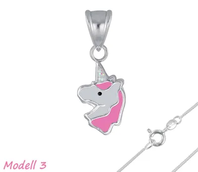 Produktbild von Einhorn Kette Silber 925: Kinderschmuck Anhänger Modell 3 mit Kette