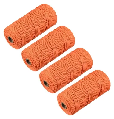 Productafbeelding van Makramee koord, 4 stuks, 3 mm x 100 meter, katoen, oranje