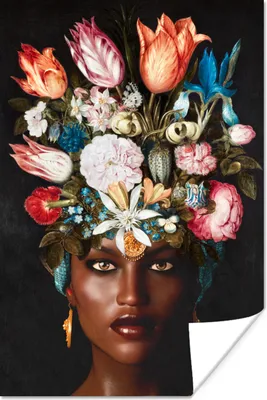 Produktbild von MuchoWow® Poster Frau - Blumen - Bunt 40x60 cm - Plakate für die Wand - Poster Babyzimmer