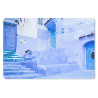 Produktbild von MuchoWow® Mauspad Mousepad Straße - Blau - Türen - Architektur 27x18 cm - Mousepads - Maus Mat - Pad - Mausunterlage - Büroartikel - Desk Matten