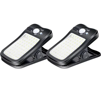 Produktbild von Mittelgroße Solar-Klemmleuchte, 60 LEDs, 500 Lumen, 120° Abstrahlwinkel, 3 Modi, USB-/Solar-Ladung, IP65 wasserdicht, für Garten & Camping geeignet(2pcs)