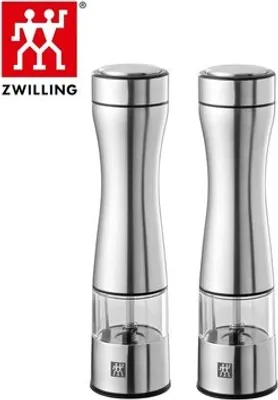 Produktbild von Elektrische Salz Pfeffermühlen Set Zwilling Edelstahl LED Keramikmahlwerk