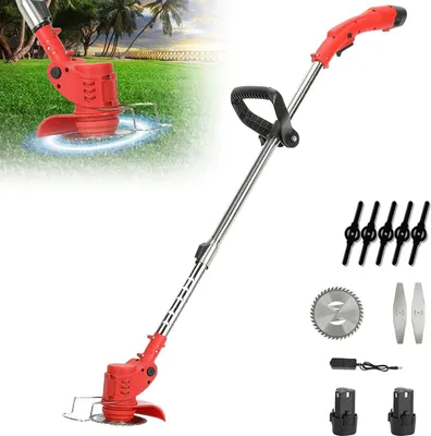 Image de Tondeuse à gazon sans fil 550W - Tondeuse à gazon sans fil - Moteur sans balais - Auto-propulsée - Tige télescopique réglable - 2 batteries incluses, avec prise EU