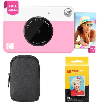 Produktbild von Kodak Printomatic Sofortbildkamera (Rosa) Basis-Paket + Zinkpapier (20 Blätter)