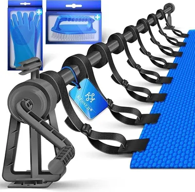 Produktbild von Pool Aufroller Premium Aufrollsystem 1,05m - 6,15 m für Solarplane | mobiles Aufrollvorrichtung für Poolplane & Abdeckung inkl. Bänder, Bürste & Handschuhe | witterungsbeständiges Material