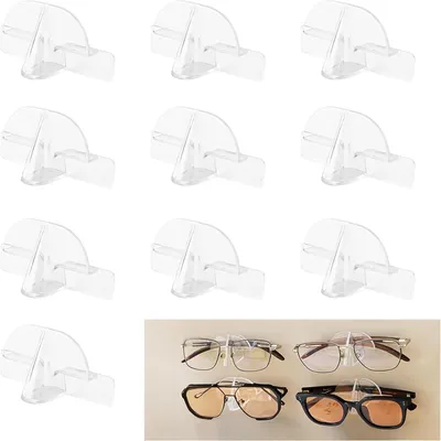 Produktbild von Brillenhalter Wandmontage, transparent, 10 Stück, selbstklebend, für Brillenaufbewahrung