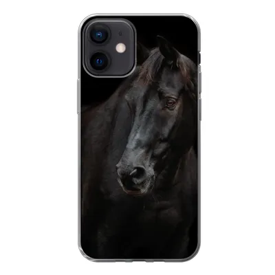 Produktbild von MuchoWow® Handyhülle Schutzhülle Hülle für iPhone 12 Pferd - Leicht - Schwarz Silikon Softcase Handy Hülle - Schutzhülle