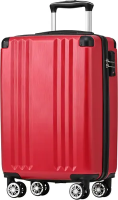 Produktbild von AIORBER Koffer, 4 Rollen, Teleskopgriff, gebürstetes Finish, TSA Zollschloss, ABS Material, 56,5x37,5x22,5 cm, Rot