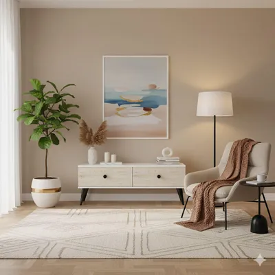 Produktbild von Skye Decor, TV Stand 100% Melaminbeschichtete Spanplatte, Weiß & Travertin, 120 cm