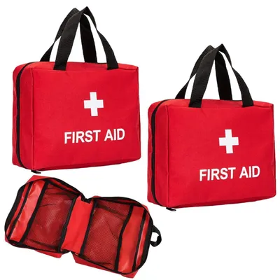 Productafbeelding van EHBO-kit, 2 stuks, draagbaar, medicijnentas, grote capaciteit, rood, Oxford-stof, 24x17x7 cm