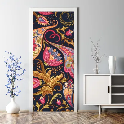 Produktbild von Dekorative Türaufkleber Aufkleber selbstklebend Abnehmbarerdeko Paisley Buntes Rosa 77 x 200 cm