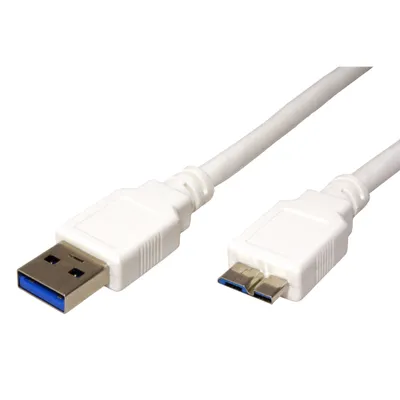 Obrázek produktu pro VALUE USB A/Micro-USB B 3m, 3 m, USB A, Micro-USB B, USB 3.2 Gen 1 (3.1 Gen 1), Samec/samec, Bílá