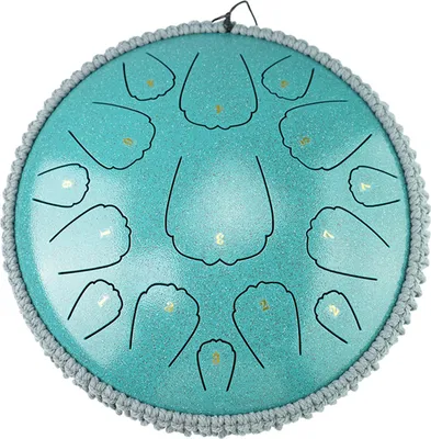 Obrázok produktu pre Jazyková bubon z ocele, 13 palcov, 15 tónov, tlačidlo D, bicí nástroj, prenosný, balzamický, s paličkami na meditáciu, jógu, handpan