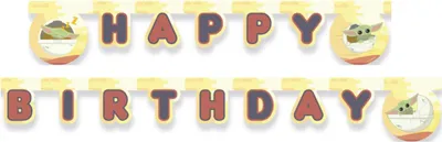 Image de Procos 93134 - Guirlande Happy Birthday Mandalorian, Mix, longueur 2 m, guirlande de lettres, écriture, décoration à suspendre, anniversaire, fête à thème