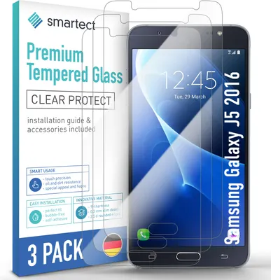 Produktbild von 3x Schutzglas Panzerfolie Klar für Samsung Galaxy J5 2016 Displayschutz Hartglas