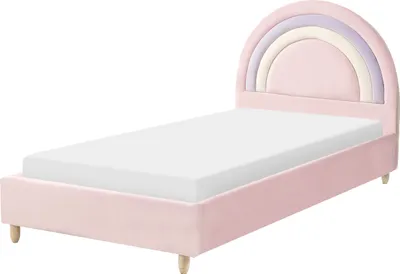 Zdjęcie produktu dla BELIANI Łóżko różowe welurowe tapicerowane 90 x 200 cm ze stelażem nowoczesne do sypialni pokoju dziecięcego
