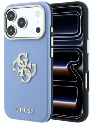 Imagen del producto de Funda Guess Smooth & Big Strass para iPhone 18 Pro / 17 Pro, color azul