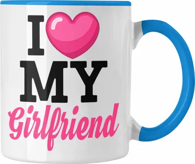 Produktbild von Trendation - I Love My Girlfriend Tasse Geschenk Liebe Valentinstag Freundin Freund (Blau)