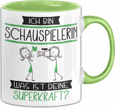 Produktbild von Schauspielerin Geschenk Tasse Ich Bin Schauspielerin Was Ist Deine Superkraft Geschenkidee Lustig Geburtstag Weihnachten (Grün)