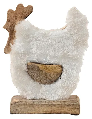 Zdjęcie produktu dla Clayre & Eef Figurka Kogut 15x5x19 cm Biało-brązowe drewno