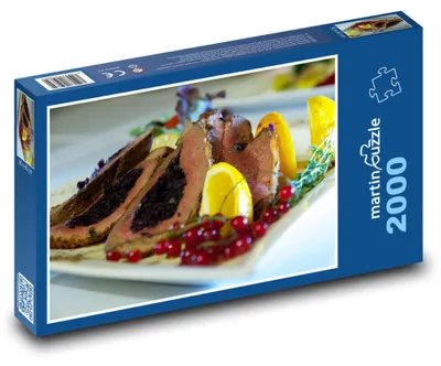 Obrázok produktu pre Puzzle 2000 Lahodný steak s ovocím - martinpuzzle