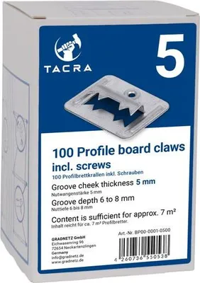 Produktbild von 100 TaCra Profilbrettkrallen inkl. Schrauben