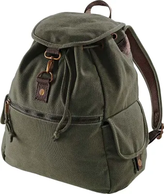 Produktbild von Quadra - Rucksack, Vintage, Canvas PC6620 (Einheitsgröße) (Militärgrün)