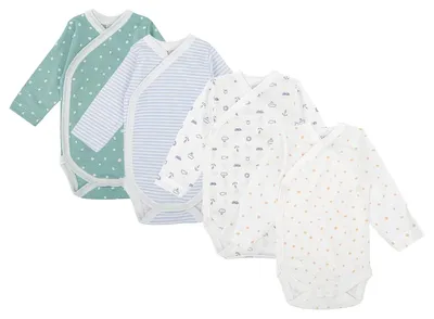 Productafbeelding van BABIDU | 4-delige set babyrompertjes met lange mouwen – 100% katoen, zacht en ademend