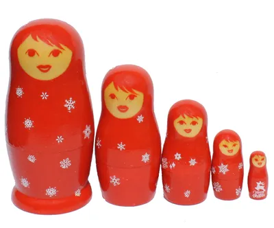 Produktbild von Matroschka Babuschka Figuren aus Holz Schneeflocken 5 Puppen 11cm