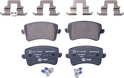 Produktbild von Bremsbelagsatz ohne Verschleißwarnung 17,5 mm HELLA für u.a. AUDI A4