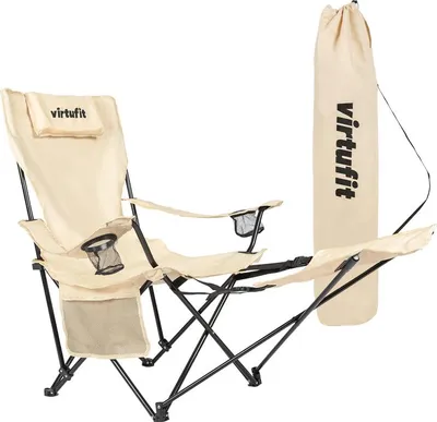 Produktbild von VirtuFit Klappbarer Campingstuhl mit Fußstütze Beige