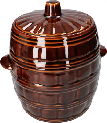 Immagine prodotto di KOTARBAU® Pentola in terracotta con coperchio Pentola per crauti Pentola in argilla Pentola per cetrioli 5 litri
