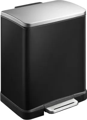 Produktbild von Stilvoller rechteckiger Treteimer mit extra breitem Pedal | 12 Liter, HxBxT 36x29,6x26,4cm | Schwarz