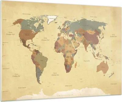 Produktbild von Bilder auf glas - Karte Welt Land - 100x70cm - Glasbilder - Wandbilder - Kunstdruck - zum Aufhängen bereit - Wanddekoration aus Glas - Glas Bilder - Wandbild auf Glas - Einteilig - GAA100x70-3861